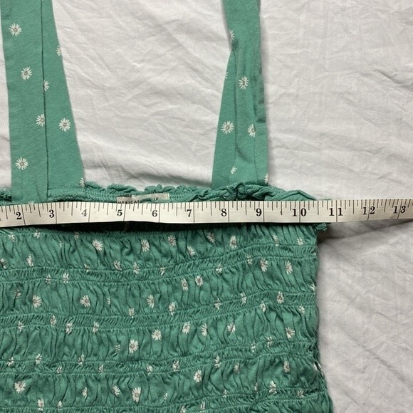 Anerican Eagle Cropped Smocked Floral Tank Top Cotton Modal Blend Teal Size XS - Picture 12 of 13